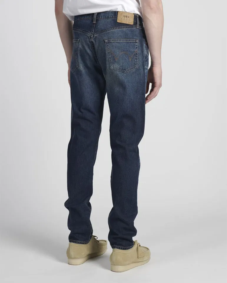 Slim Tapered Kaihara Stretch Denim Blue Mid Dark Used
