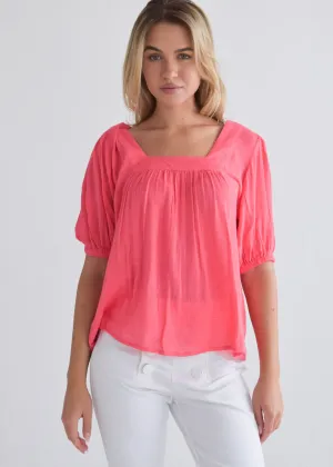 Square Neck Top - Knockout Pink