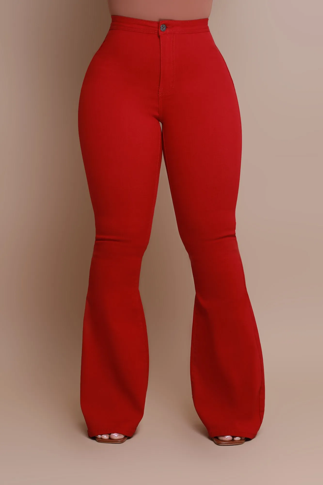 Super Swank High Rise Flare Stretchy Jeans - Burgundy