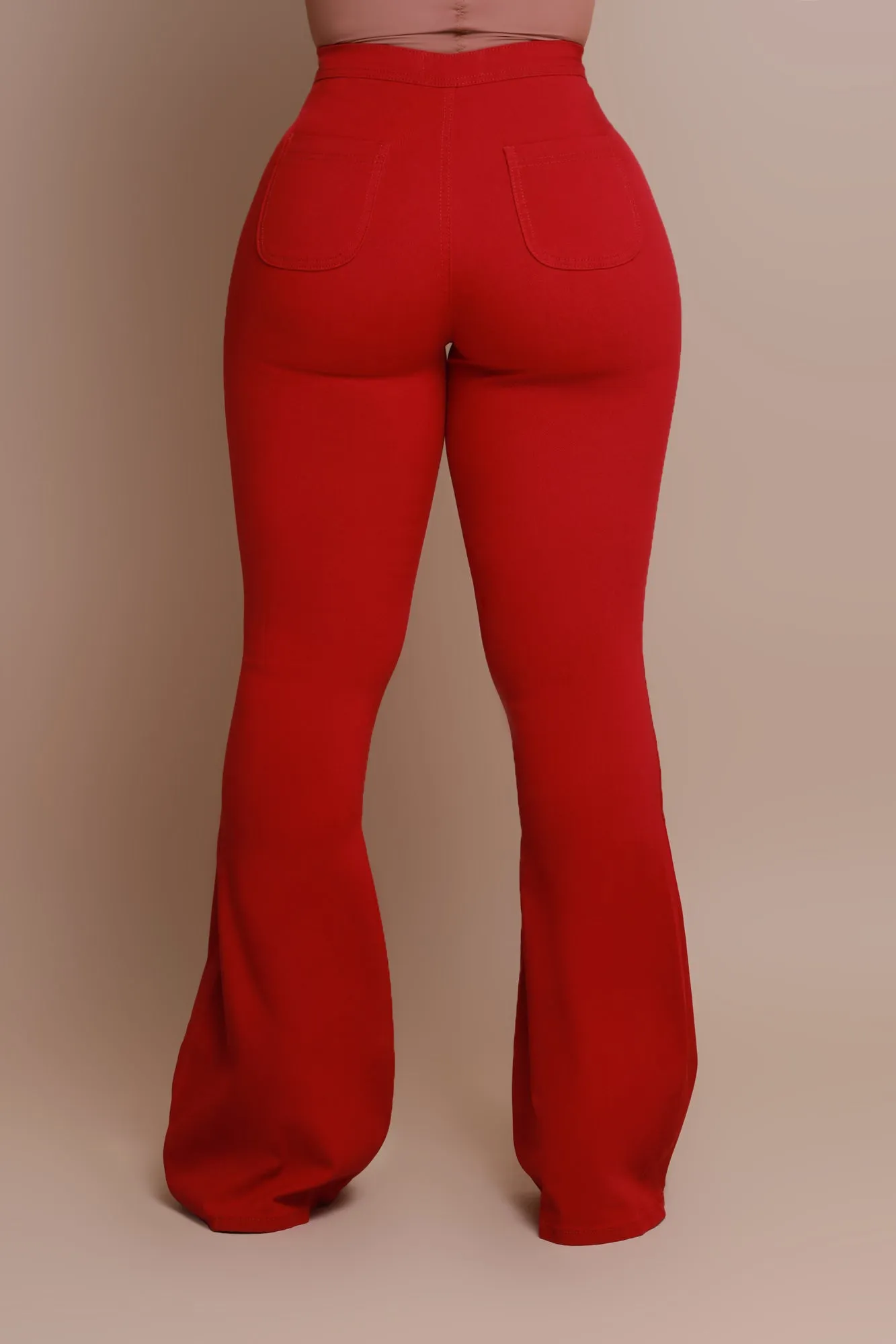 Super Swank High Rise Flare Stretchy Jeans - Burgundy