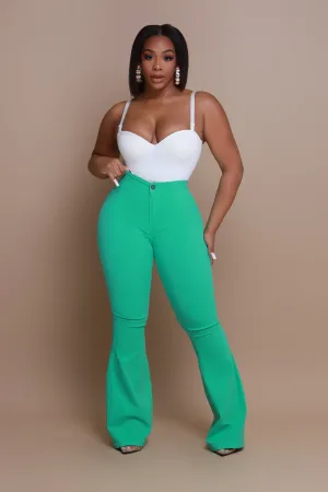 Super Swank High Rise Flare Stretchy Jeans - Mint