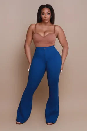 Super Swank High Rise Flare Stretchy Jeans - Ocean Blue