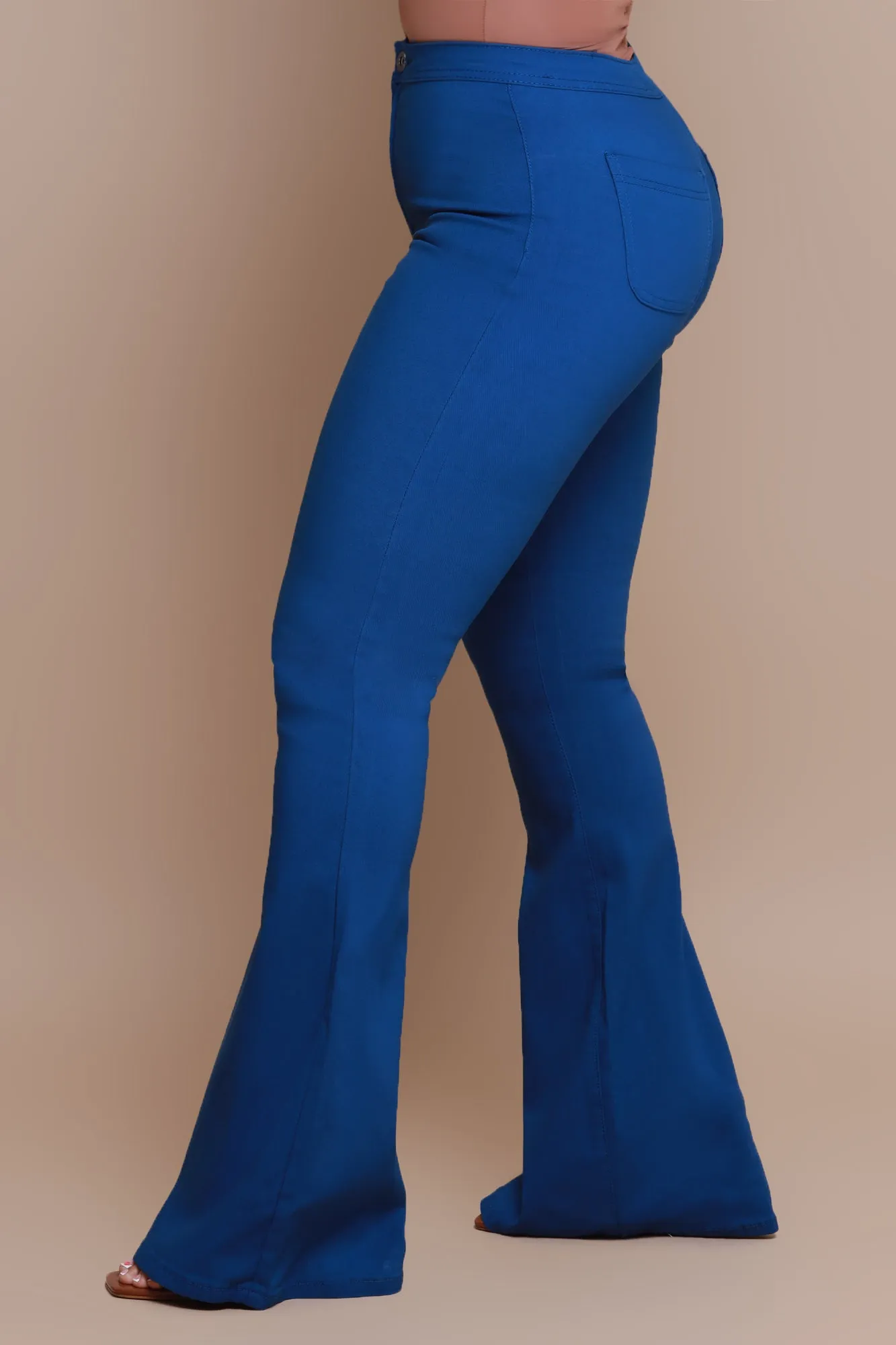 Super Swank High Rise Flare Stretchy Jeans - Ocean Blue