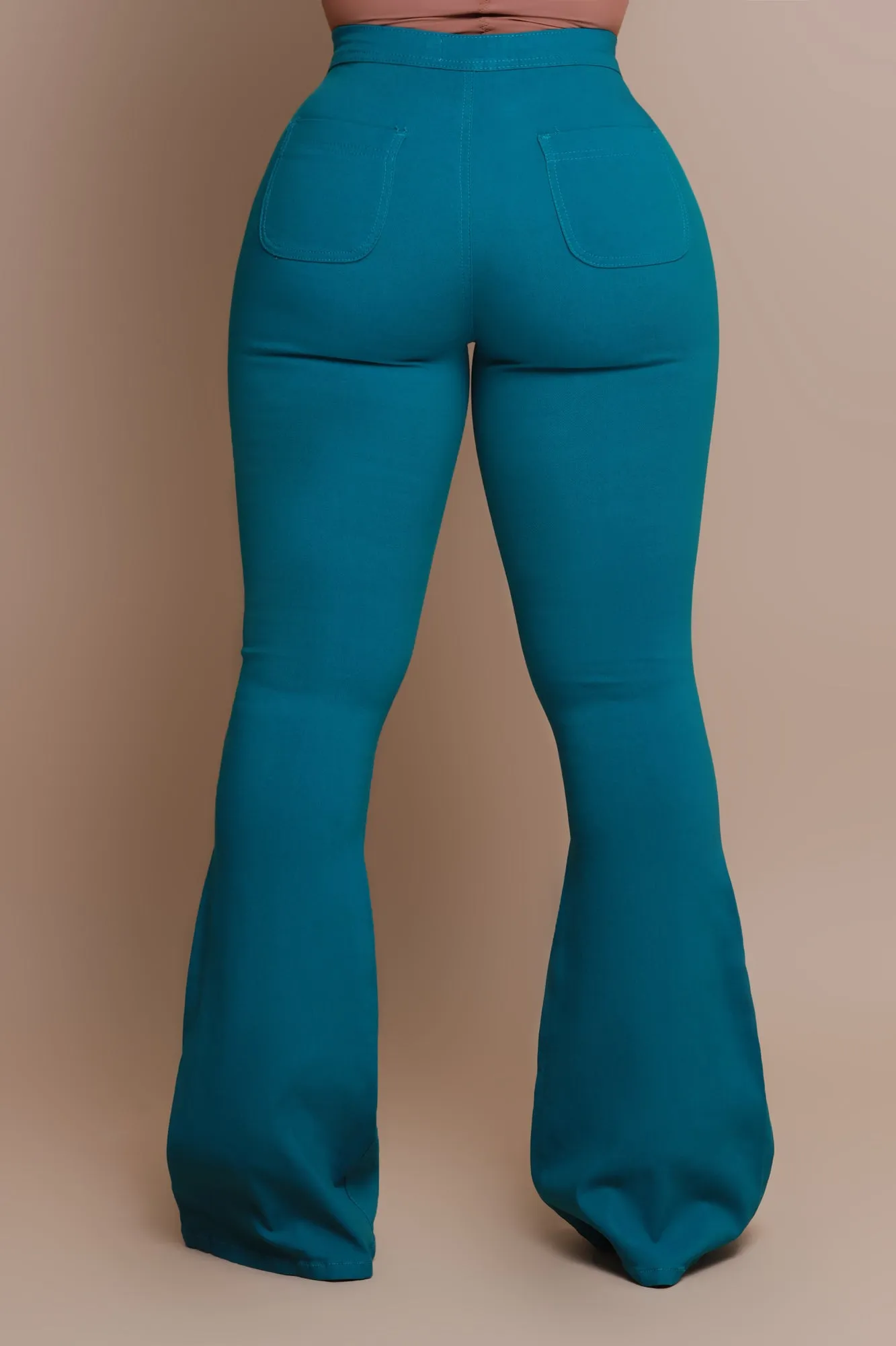 Super Swank High Rise Flare Stretchy Jeans - Teal