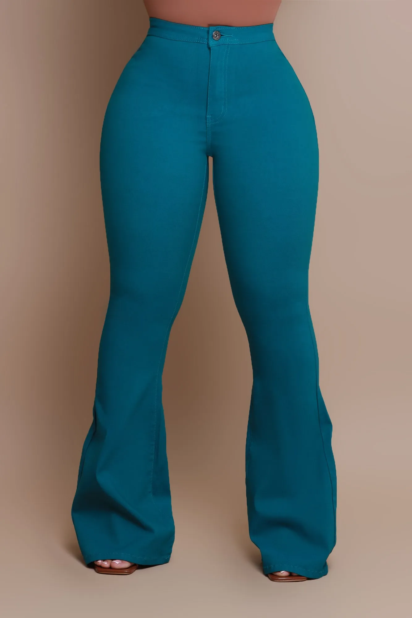 Super Swank High Rise Flare Stretchy Jeans - Teal