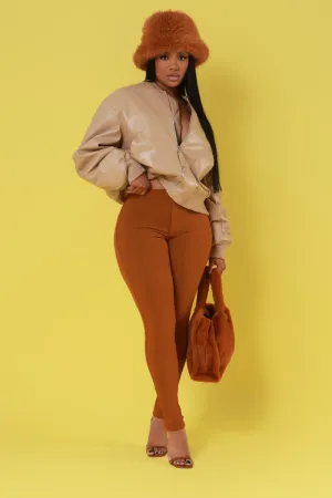 Super Swank High Waist Stretchy Jeans - Caramel