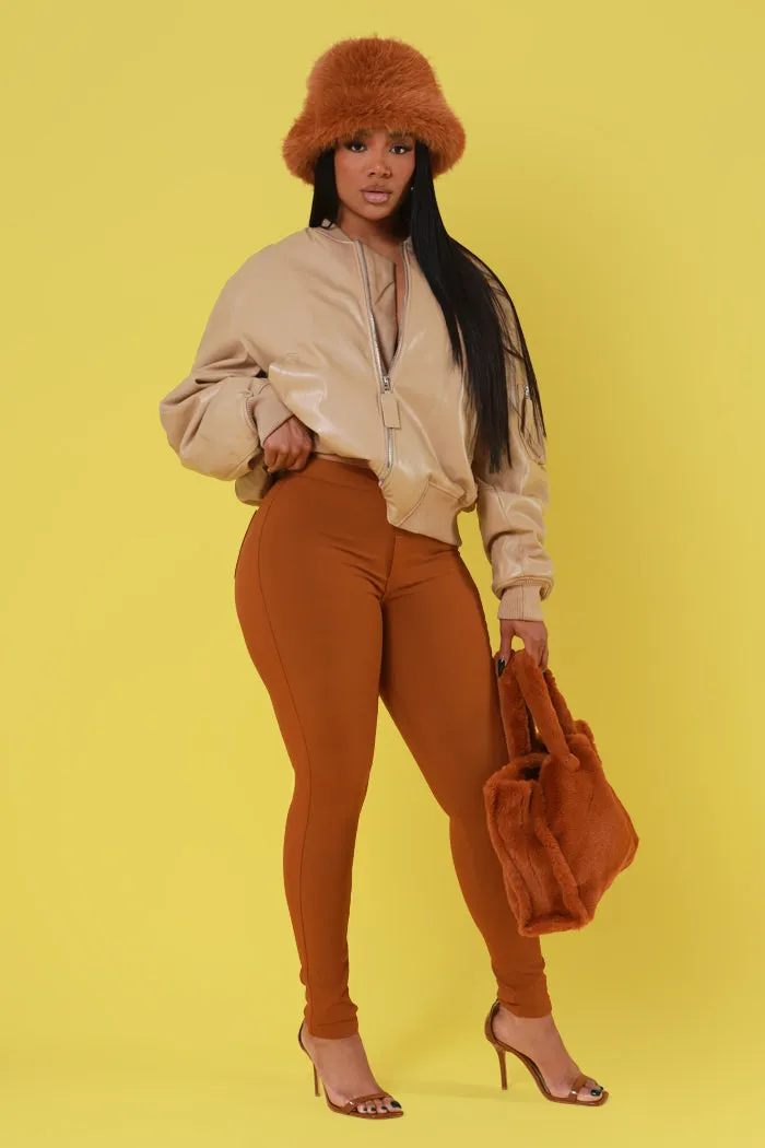 Super Swank High Waist Stretchy Jeans - Caramel
