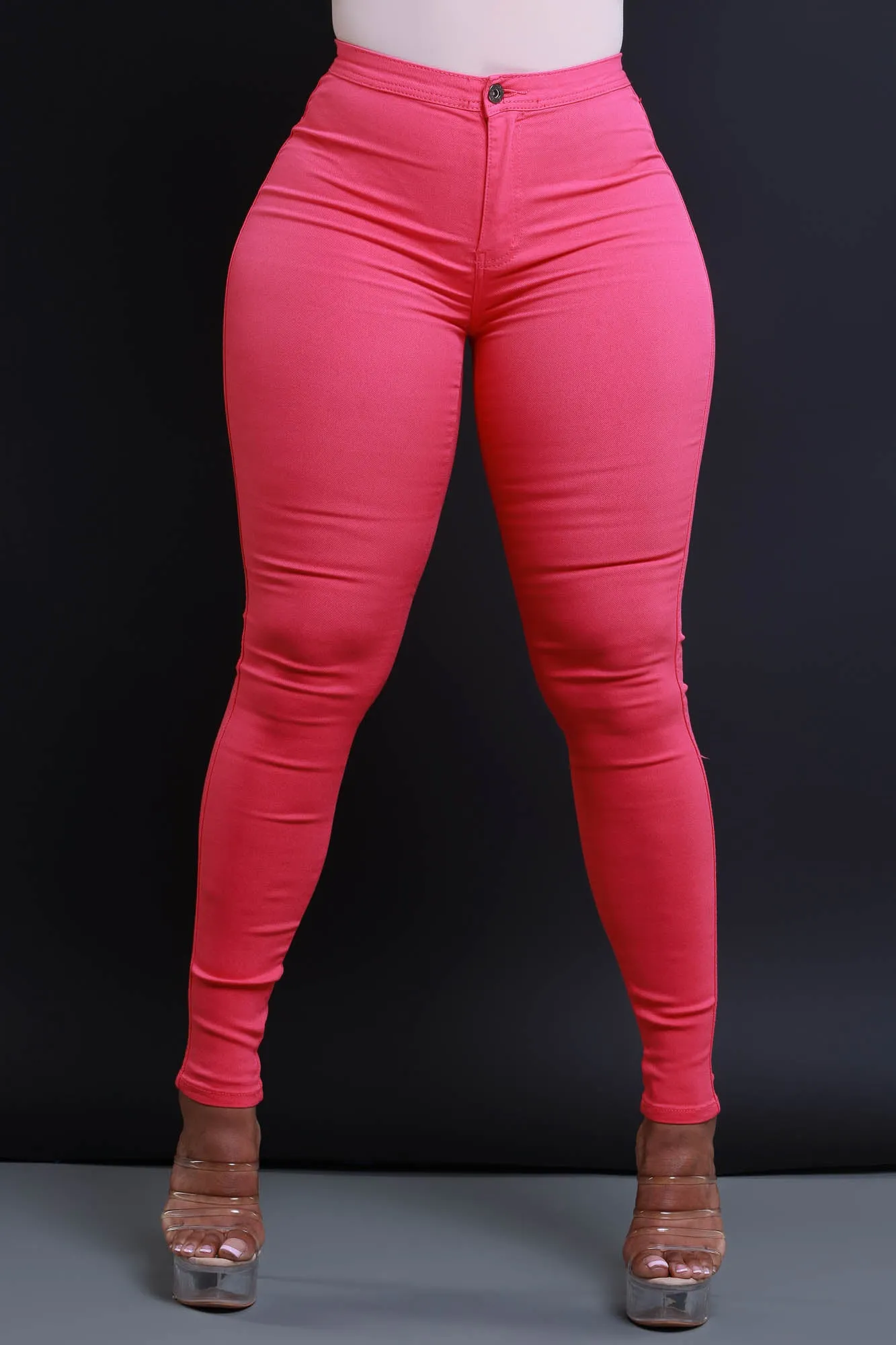 Super Swank High Waist Stretchy Jeans - Fuchsia