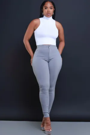 Super Swank High Waist Stretchy Jeans - Grey