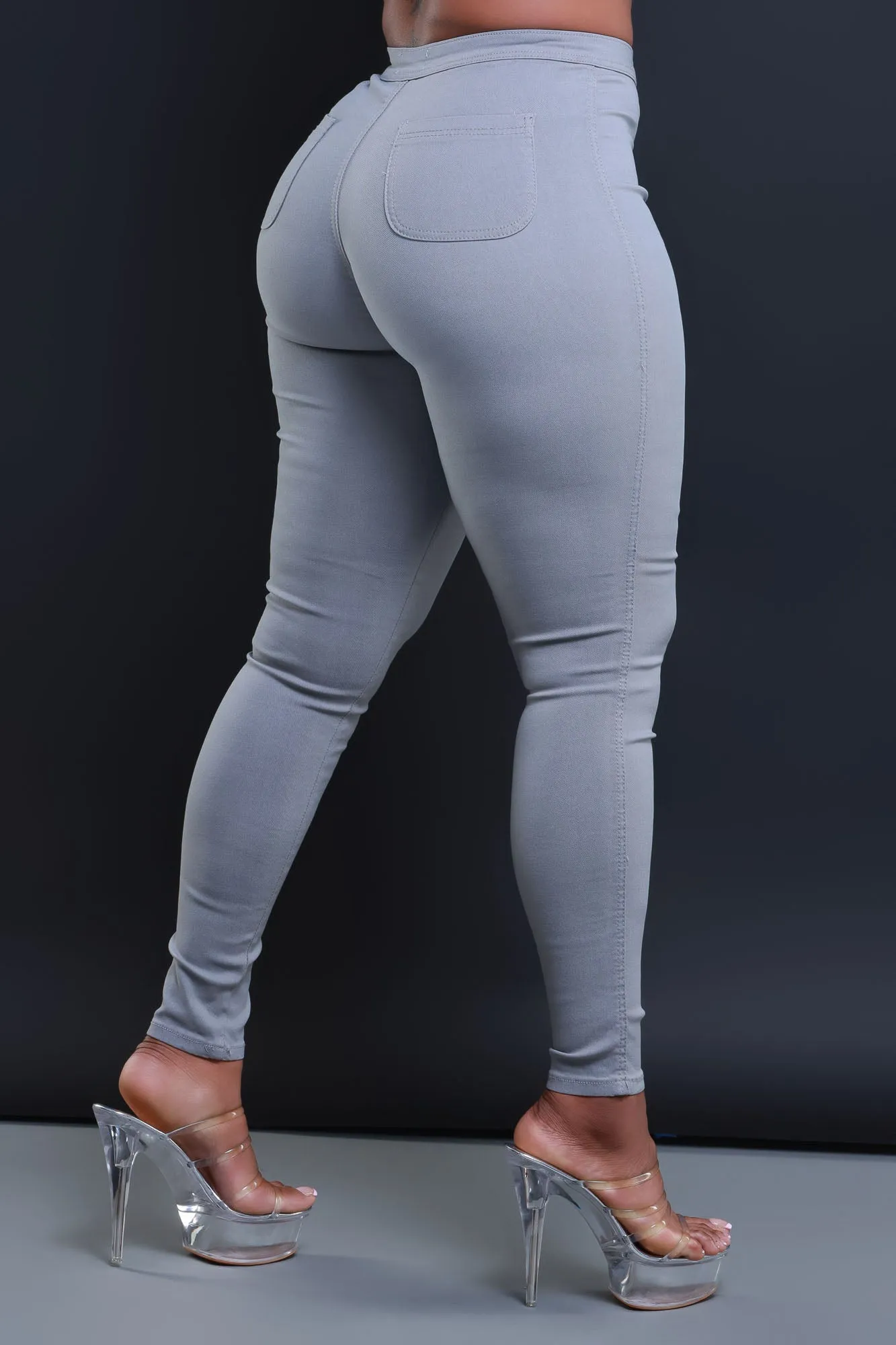 Super Swank High Waist Stretchy Jeans - Grey