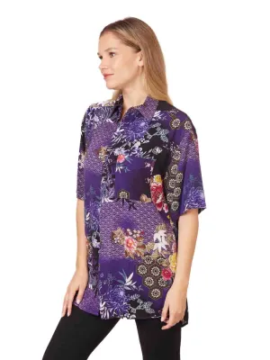 Tianello TENCEL™ Men's\Womens  "Sakura Nights" S.S. "Camp" Shirt - Unisex- size S