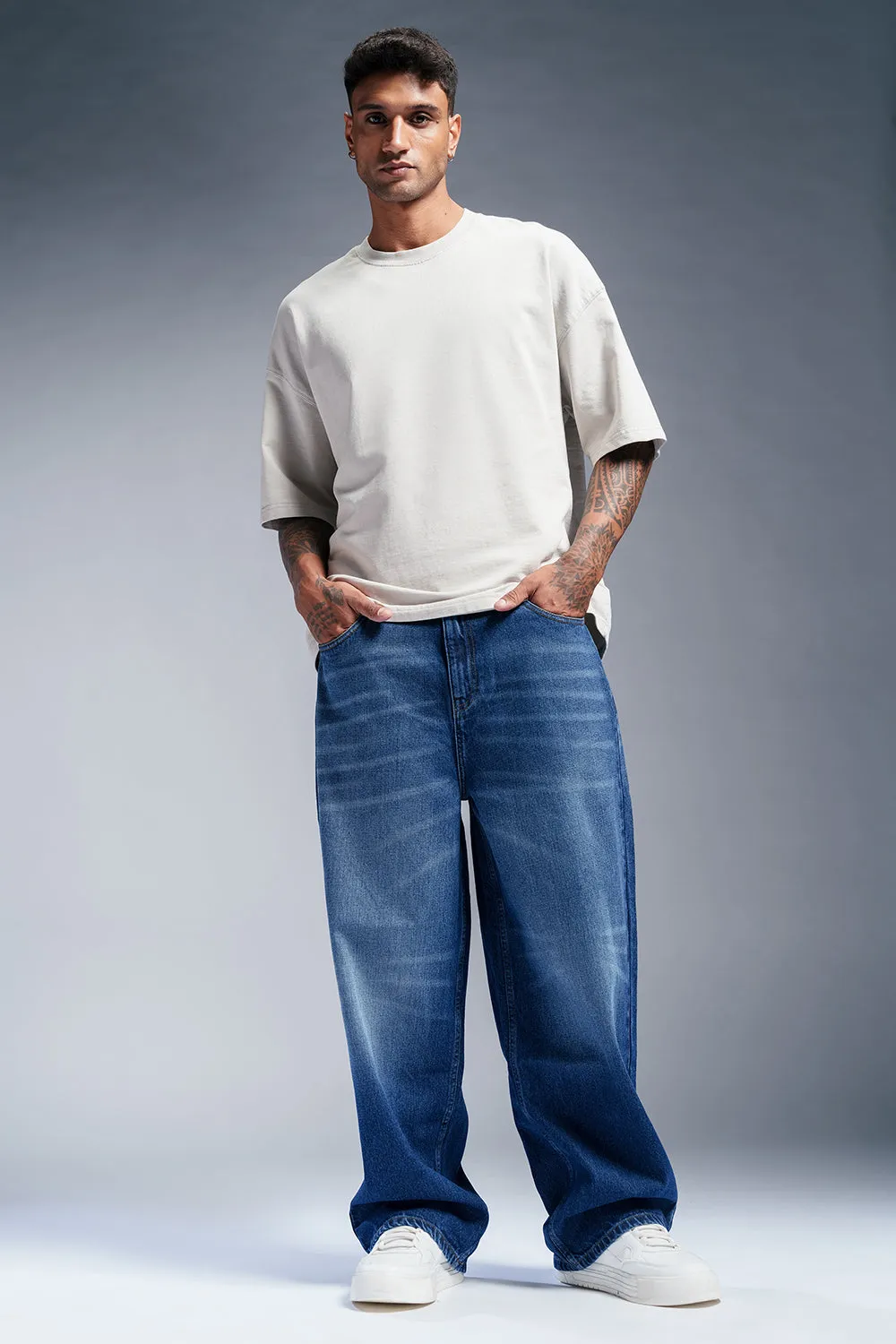 Vibrant Indigo Men's Baggy Fit Jeans