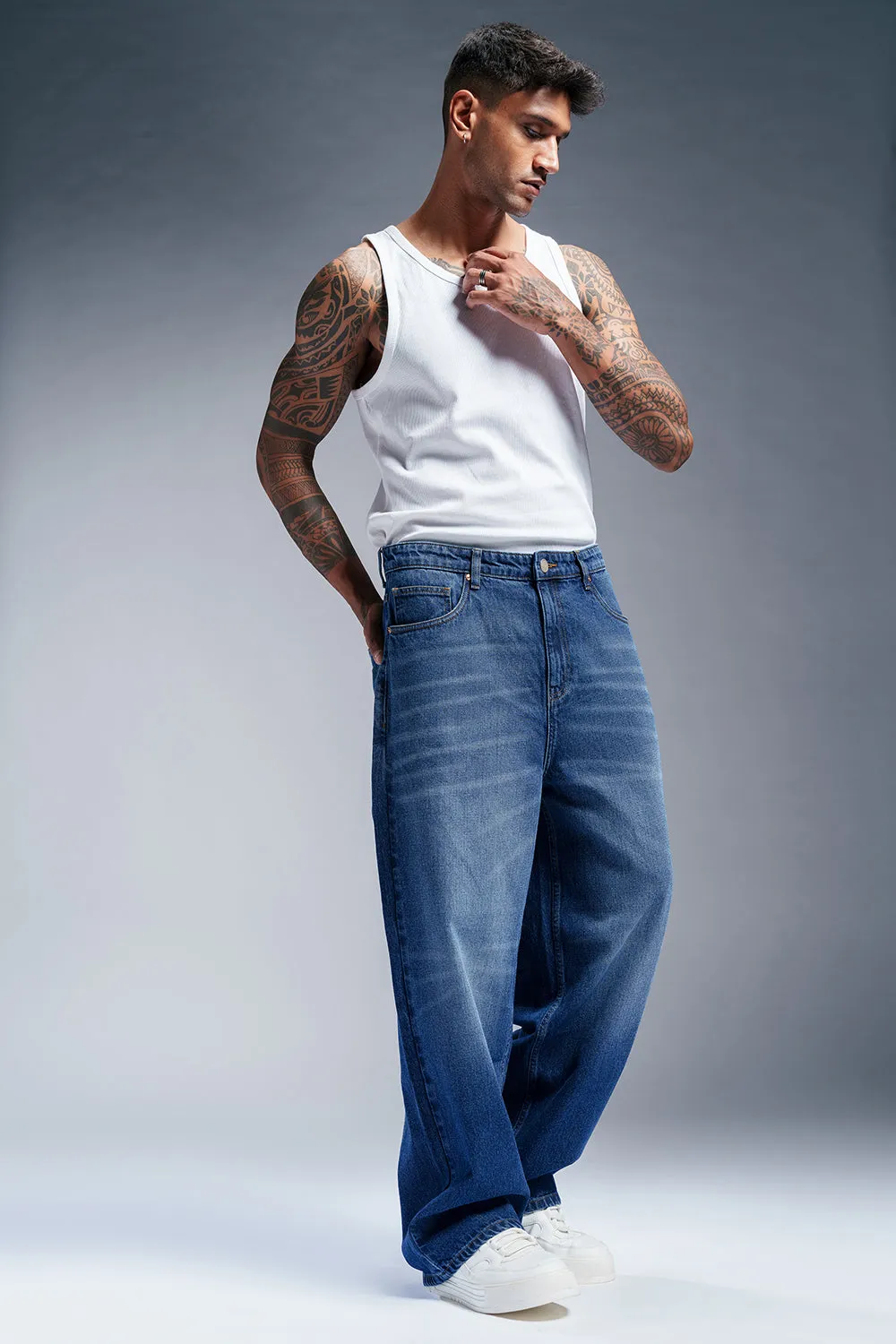 Vibrant Indigo Men's Baggy Fit Jeans