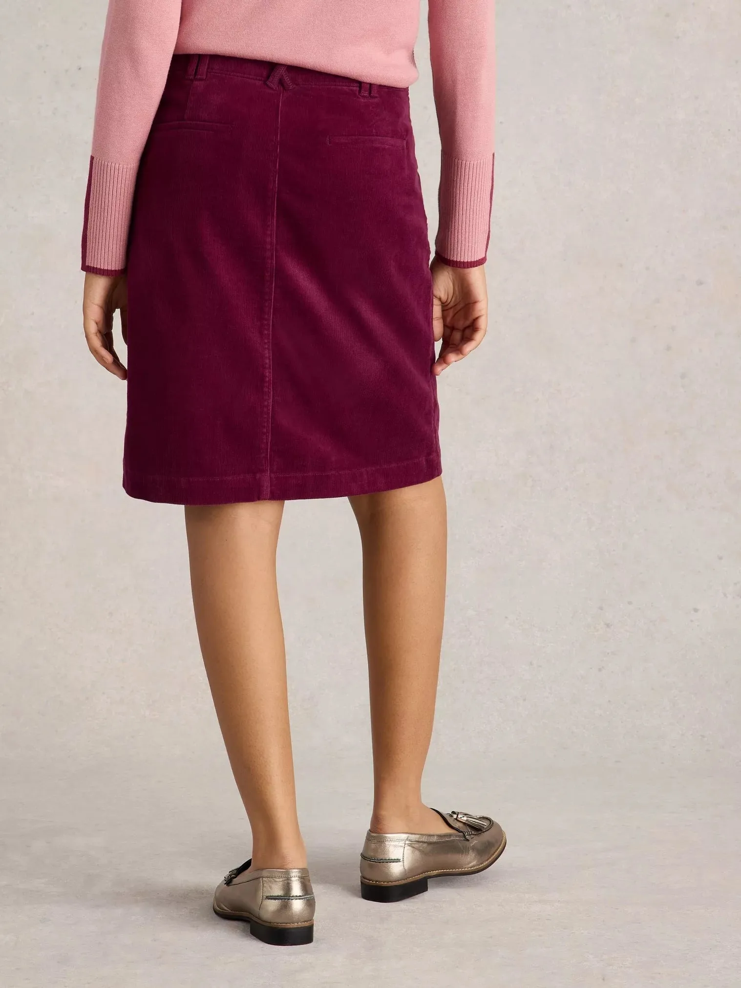 White Stuff Melody Cord Skirt Deep Red