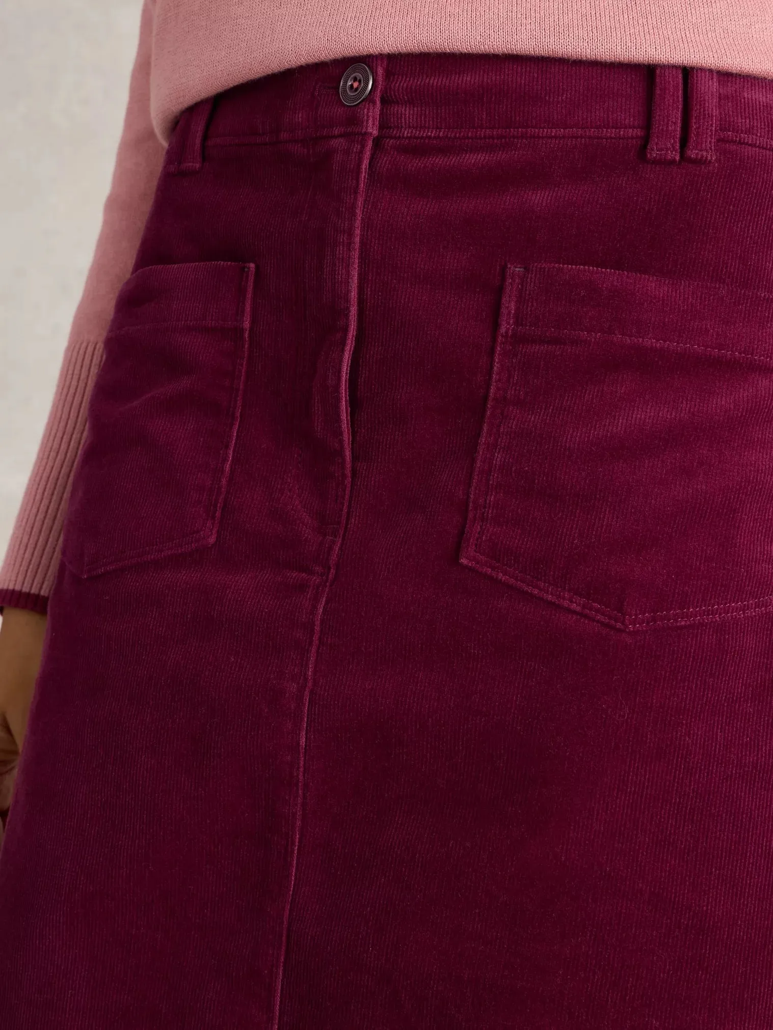White Stuff Melody Cord Skirt Deep Red
