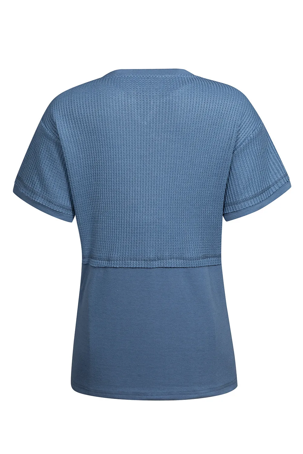 Womens Casual V Neck Waffle Knit Tops Short Sleeve T Shirts Loose Tops