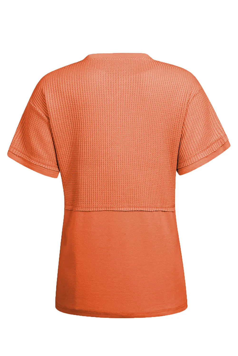 Womens Casual V Neck Waffle Knit Tops Short Sleeve T Shirts Loose Tops