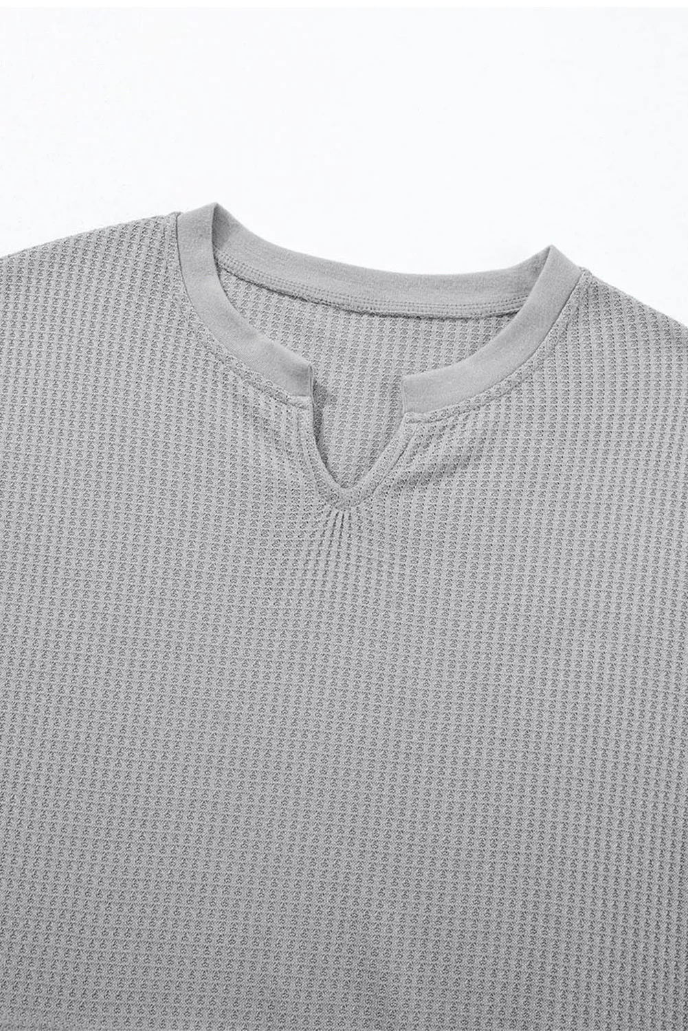 Womens Casual V Neck Waffle Knit Tops Short Sleeve T Shirts Loose Tops