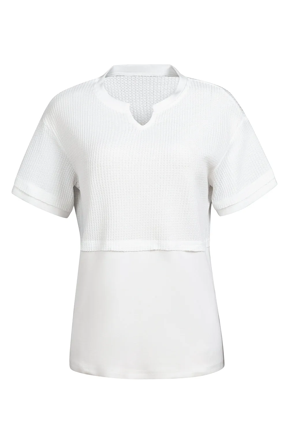 Womens Casual V Neck Waffle Knit Tops Short Sleeve T Shirts Loose Tops