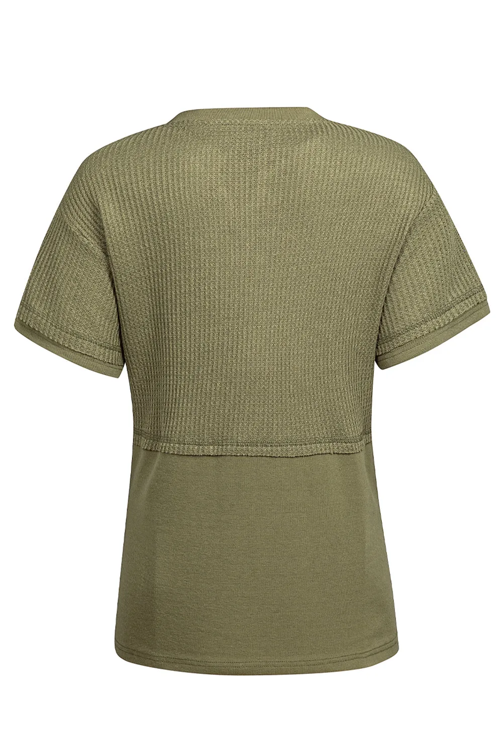 Womens Casual V Neck Waffle Knit Tops Short Sleeve T Shirts Loose Tops