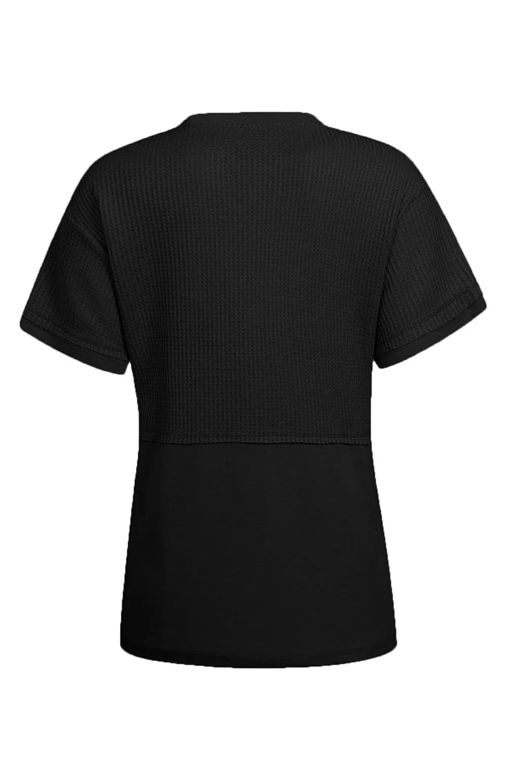 Womens Casual V Neck Waffle Knit Tops Short Sleeve T Shirts Loose Tops