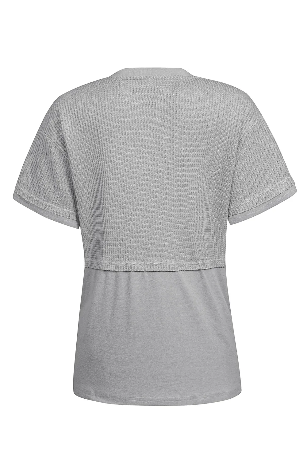 Womens Casual V Neck Waffle Knit Tops Short Sleeve T Shirts Loose Tops
