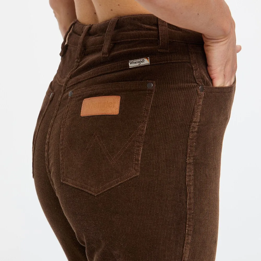 WRANGLER Womens Lou Lou Bells Flared Jeans Chocolate Cord