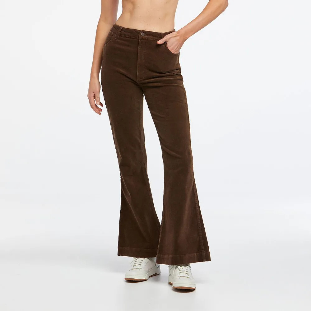 WRANGLER Womens Lou Lou Bells Flared Jeans Chocolate Cord