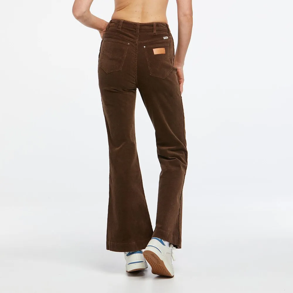 WRANGLER Womens Lou Lou Bells Flared Jeans Chocolate Cord